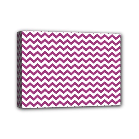 Chevron Wave Purple White Mini Canvas 7  X 5 