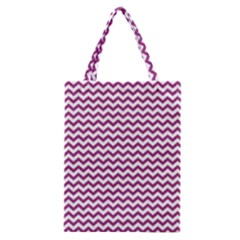 Chevron Wave Purple White Classic Tote Bag by Mariart