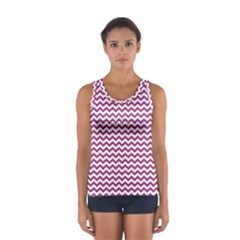 Chevron Wave Purple White Women s Sport Tank Top  by Mariart