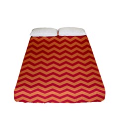 Chevron Wave Red Orange Fitted Sheet (full/ Double Size) by Mariart