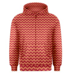 Chevron Wave Red Orange Men s Zipper Hoodie by Mariart