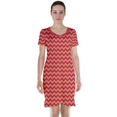 Chevron Wave Red Orange Short Sleeve Nightdress by Mariart