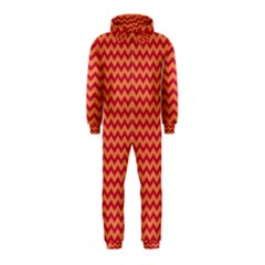 Chevron Wave Red Orange Hooded Jumpsuit (kids) by Mariart