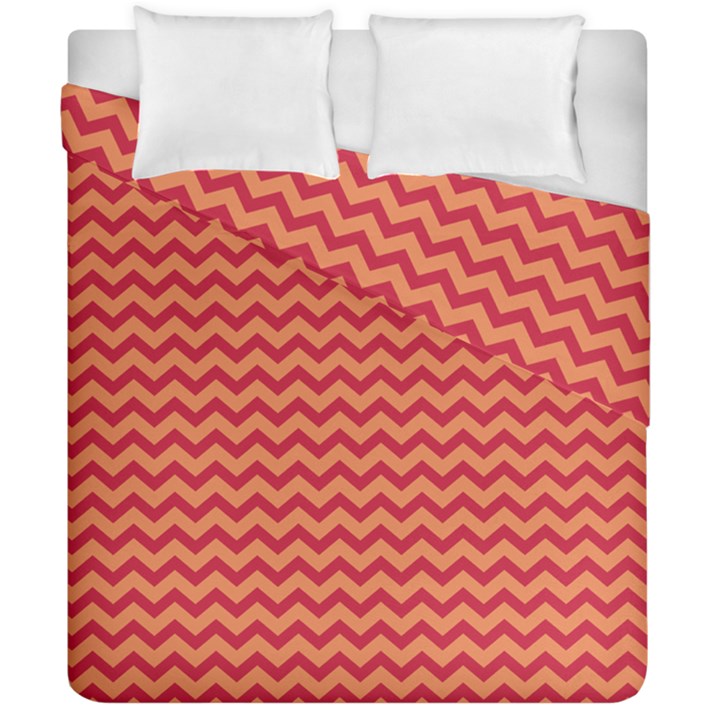 Chevron Wave Red Orange Duvet Cover Double Side (California King Size)