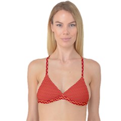 Chevron Wave Red Orange Reversible Tri Bikini Top