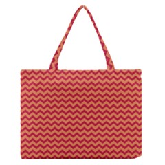 Chevron Wave Red Orange Medium Zipper Tote Bag