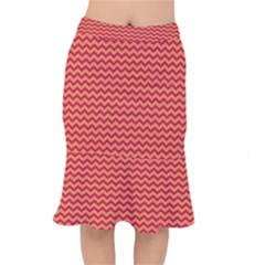 Chevron Wave Red Orange Mermaid Skirt by Mariart