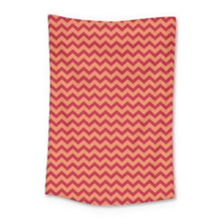 Chevron Wave Red Orange Small Tapestry by Mariart