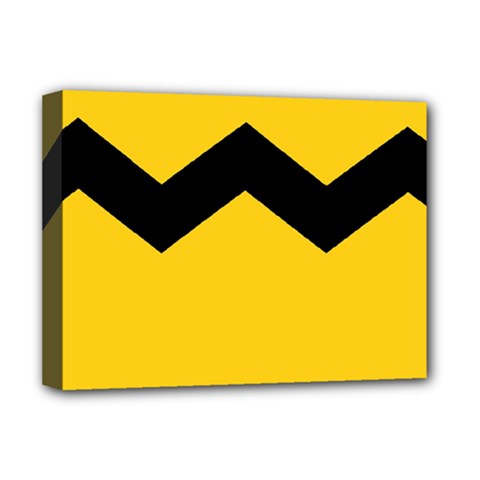 Chevron Wave Yellow Black Line Deluxe Canvas 16  X 12   by Mariart