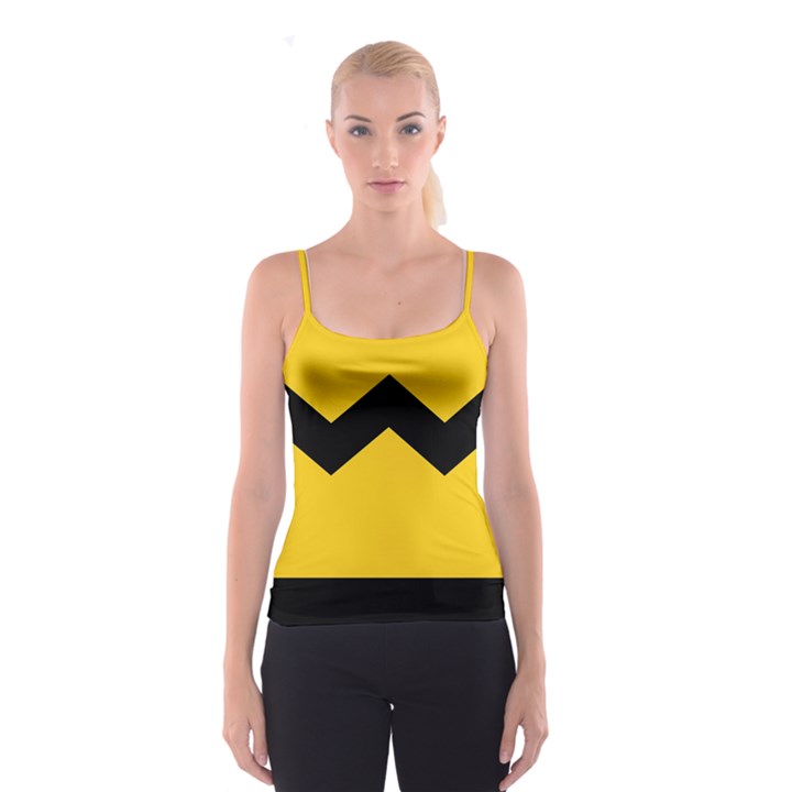 Chevron Wave Yellow Black Line Spaghetti Strap Top