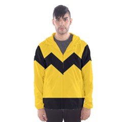 Chevron Wave Yellow Black Line Hooded Wind Breaker (men) by Mariart