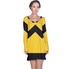 Chevron Wave Yellow Black Line Long Sleeve Nightdress by Mariart