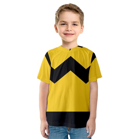 Chevron Wave Yellow Black Line Kids  Sport Mesh Tee by Mariart