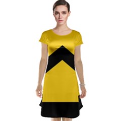 Chevron Wave Yellow Black Line Cap Sleeve Nightdress by Mariart