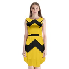 Chevron Wave Yellow Black Line Sleeveless Chiffon Dress  