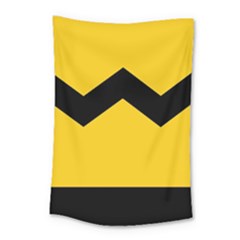 Chevron Wave Yellow Black Line Small Tapestry