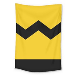 Chevron Wave Yellow Black Line Large Tapestry by Mariart