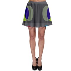 Circles Line Color Rainbow Green Orange Red Blue Skater Skirt by Mariart