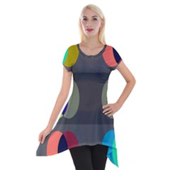 Circles Line Color Rainbow Green Orange Red Blue Short Sleeve Side Drop Tunic by Mariart