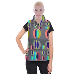 Circles Line Color Rainbow Green Orange Red Blue Women s Button Up Puffer Vest by Mariart