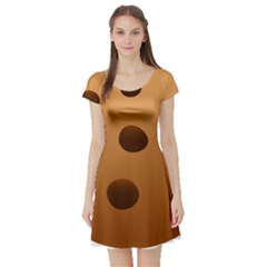 Cookie Chocolate Biscuit Brown Short Sleeve Skater Dress by Mariart