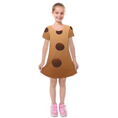 Cookie Chocolate Biscuit Brown Kids  Short Sleeve Velvet Dress