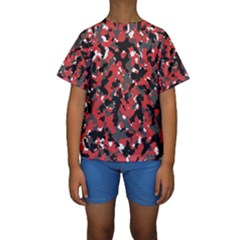 Bloodshot Camo Red Urban Initial Camouflage Kids  Short Sleeve Swimwear by Mariart