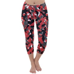 Bloodshot Camo Red Urban Initial Camouflage Capri Winter Leggings  by Mariart