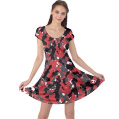 Bloodshot Camo Red Urban Initial Camouflage Cap Sleeve Dresses by Mariart