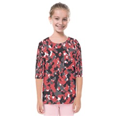 Bloodshot Camo Red Urban Initial Camouflage Kids  Quarter Sleeve Raglan Tee