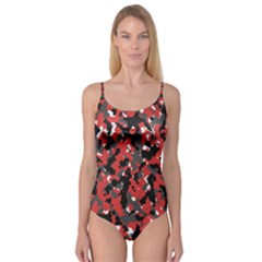 Bloodshot Camo Red Urban Initial Camouflage Camisole Leotard  by Mariart