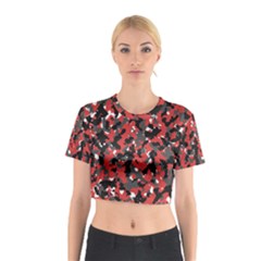 Bloodshot Camo Red Urban Initial Camouflage Cotton Crop Top by Mariart