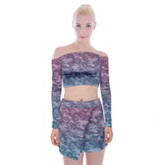 Celebration Purple Pink Grey Off Shoulder Top With Skirt Set by Mariart