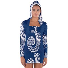 Coral Life Sea Water Blue Fish Star Women s Long Sleeve Hooded T-shirt by Mariart