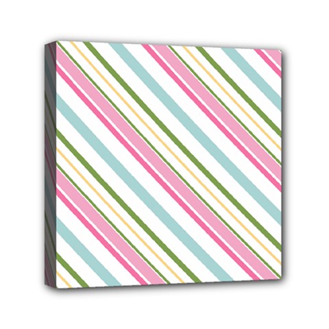 Diagonal Stripes Color Rainbow Pink Green Red Blue Mini Canvas 6  X 6  by Mariart