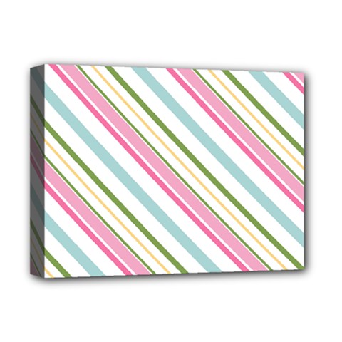 Diagonal Stripes Color Rainbow Pink Green Red Blue Deluxe Canvas 16  X 12   by Mariart