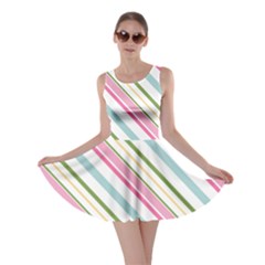 Diagonal Stripes Color Rainbow Pink Green Red Blue Skater Dress by Mariart