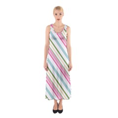 Diagonal Stripes Color Rainbow Pink Green Red Blue Sleeveless Maxi Dress by Mariart