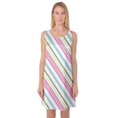 Diagonal Stripes Color Rainbow Pink Green Red Blue Sleeveless Satin Nightdress by Mariart