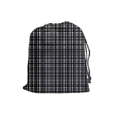 Crosshatch Target Line Black Drawstring Pouches (large)  by Mariart