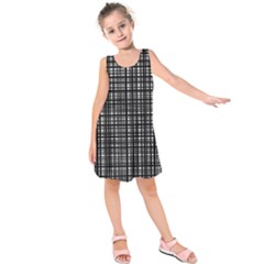 Crosshatch Target Line Black Kids  Sleeveless Dress by Mariart