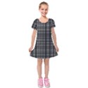 Crosshatch Target Line Black Kids  Short Sleeve Velvet Dress View1