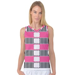 Custom Water Bottle Labels Line Black Pink Women s Basketball Tank Top by Mariart