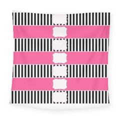 Custom Water Bottle Labels Line Black Pink Square Tapestry (large) by Mariart