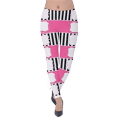 Custom Water Bottle Labels Line Black Pink Velvet Leggings by Mariart