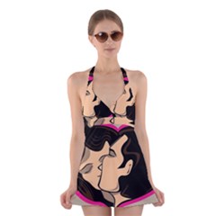 Don t Kiss With A Bloody Nose Face Man Girl Love Halter Swimsuit Dress by Mariart