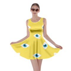 Eye Blue White Yellow Monster Sexy Image Skater Dress by Mariart