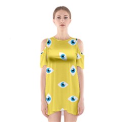 Eye Blue White Yellow Monster Sexy Image Shoulder Cutout One Piece by Mariart