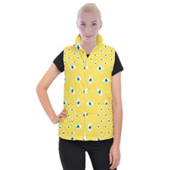 Eye Blue White Yellow Monster Sexy Image Women s Button Up Puffer Vest by Mariart