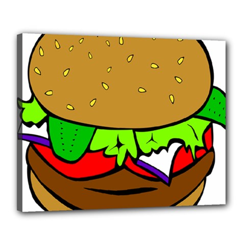 Fast Food Lunch Dinner Hamburger Cheese Vegetables Bread Canvas 20  X 16  by Mariart